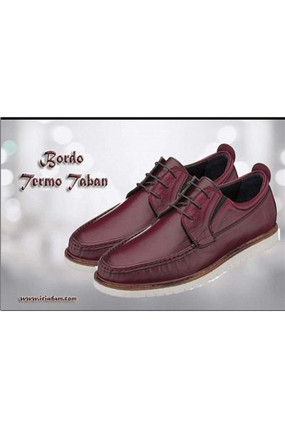 İriadam Krt103 Burgundy Leather in Numbers 45,46,47,48,49,50 4 Seasons Large Size Top Quality Men's Shoes