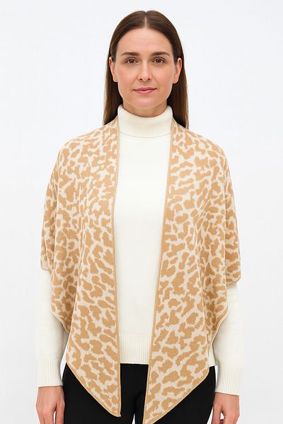 Sebir Moda Leopard Patterned Knitwear Triangle Shawl
