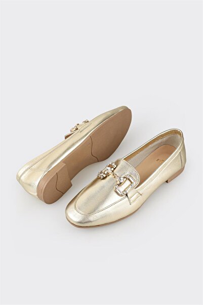 Elle Shoes Gold Deri Kadın Günlük Ayakkabı