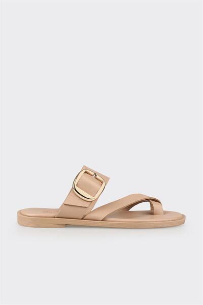 Elle Shoes Naturel Deri Kadın Terlik