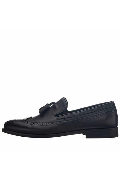 İriadam Nv1930 Black Leather Tasseled Analin Neolit Sole Top Quality Leather Large Size Men's Shoes