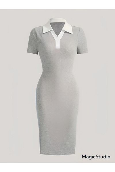 Machetta Γυναικείο φόρεμα Polo Neck Trend 100% βαμβακερό χτενισμένο βαμβακερό