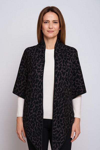 Sebir Moda Leopard Patterned Knitwear Triangle Shawl