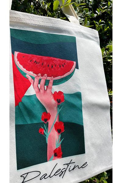 Asyabayrak Geantă de pânză cu tematică palestiniană cu design special