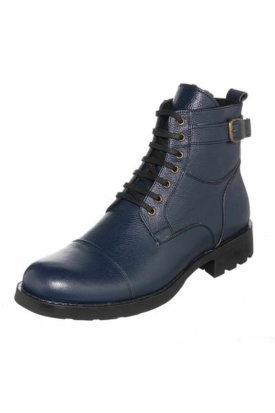 İriadam 45-46-47-48-49-50 Number F703 Navy Blue Leather Large Size Men's Boots Suspension Rubber Sole Comfortable g