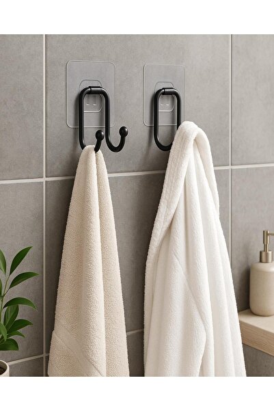 Grassi Yapışkanlı 2 Adet Çift Kancalı Banyo Mutfak Askısı Metal Askılık Duvar Askı Organizer