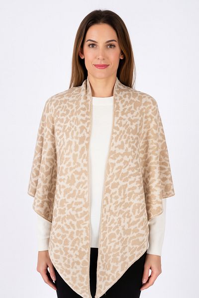 Sebir Moda Leopard Patterned Knitwear Triangle Shawl