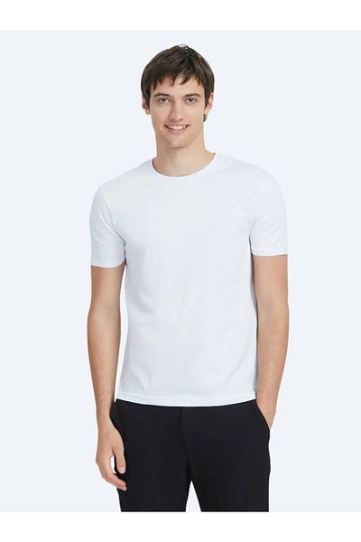 Kip Schlichtes Baumwoll-T-Shirt mit Radlerkragen