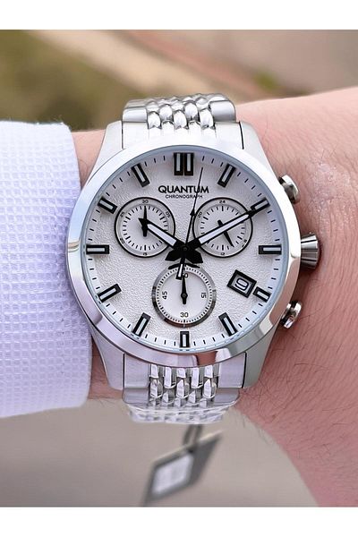 Quantum Special Boxed 42 mm Elegant Case 10 Atm Water Resistant Steel Functions Active Men's Wrist Watch
