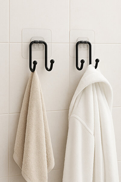 Grassi Yapışkanlı 2 Adet Çift Kancalı Banyo Mutfak Askısı Metal Askılık Duvar...