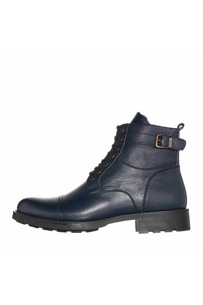 İriadam 45-46-47-48-49-50 Number F703 Navy Blue Leather Large Size Men's Boots Suspension Rubber Sole Comfortable g