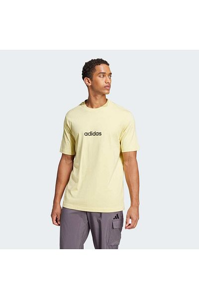 adidas Мъжка жълта тениска с кръгло деколте Linear Sj
