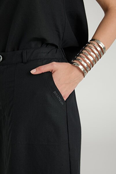 Brand Up Linen Blend Midi Skirt