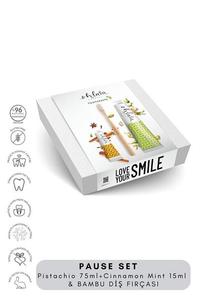 OHLALA Pistachio Mint 75ml Cinnamon Mint 15 ml Bamboo Toothbrush Pause Set