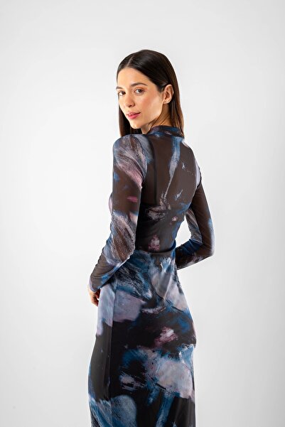 Bak Moda Довга сукня з батиком, темно-синя