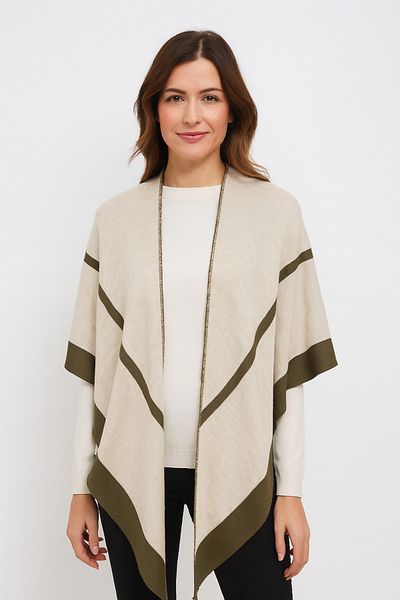 Sebir Moda Striped Two Colors Triangle Knitwear Shawl