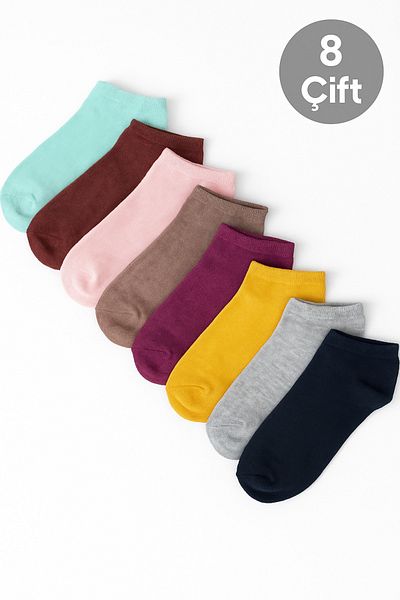 SOYTEMİZ 8 Pairs Colorful Women's Socks Comfortable Fit Below the Ankle