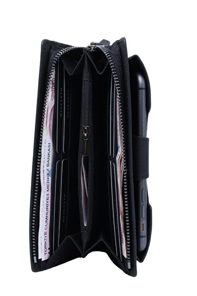 Meskanto Vera Genuine Leather Women's Wallet with Zippered Phone Compartment