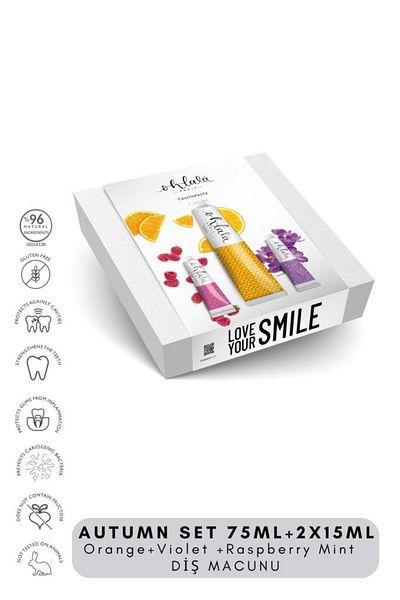 OHLALA Orange Mint 75 ml Violet Mint 15 ml Raspberry Mint 15 ml Autumn Set Toothpaste
