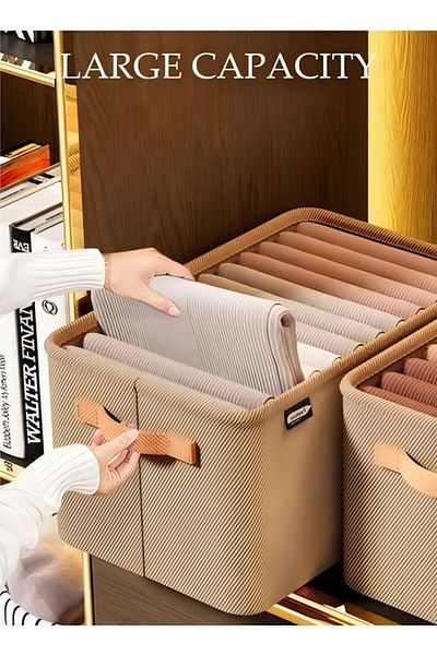 Generic 3 قطع من صناديق تخزين الملابس، منظم ملابس قابل للطي والغسل، صندوق تخزين ملابس قابل للطي والغسل