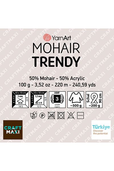 Yarnart Mohaır Trendy Χέρι Πλεκτό Νήμα Μαύρο-102