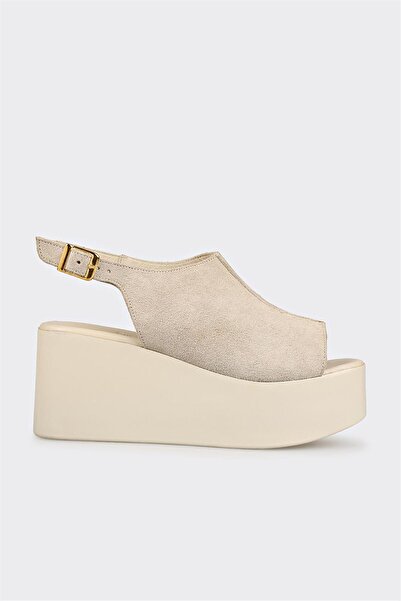 Elle Shoes Bej Deri Kadın Sandalet
