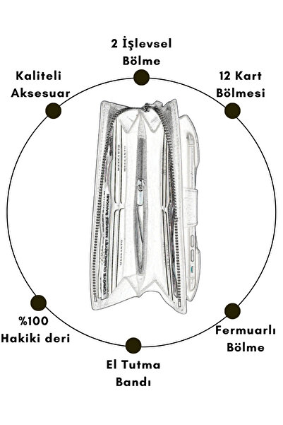 Meskanto Vera Справжня шкіра З блискавкою Телефонна кишеня Жіночий гаманець