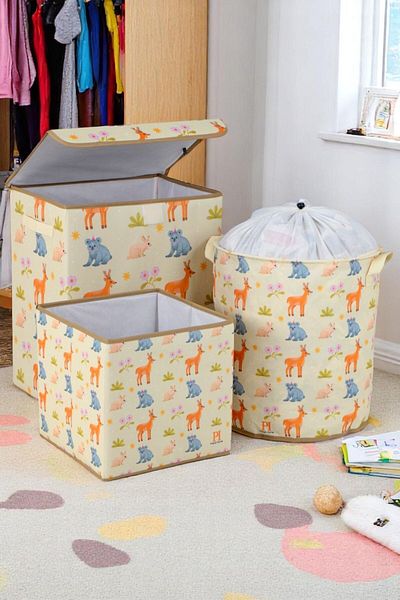 İronika Animals Closet Organizer Toy Box Items Laundry Storage Basket Organizer Box Set of 3