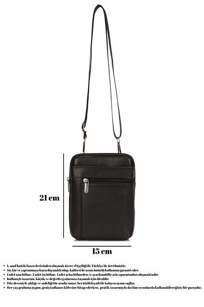 CERFF LEATHER CLUP Μαύρη Unisex τσάντα ώμου από γνήσιο δέρμα αγελάδας