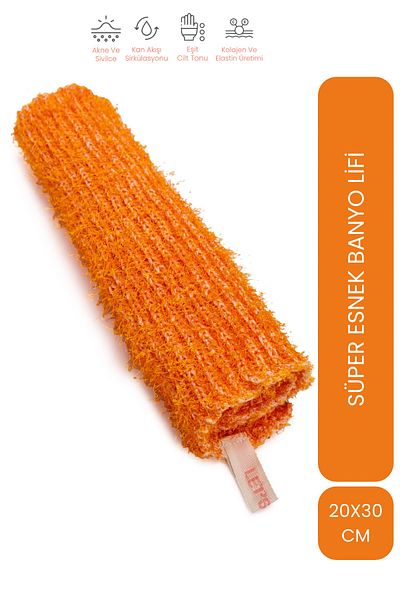 LET'SCRUB Super Flexible Orange Bath Loofah Suitable for All Skin Types Shower Loofah - Unisex 20X30 cm