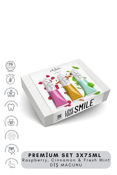 OHLALA Raspberry, Cinnamon & Fresh Mint Premium Set 3 x 75 ml Toothpaste