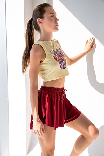 la & vetta Bordo Bol Kesim Taytlı Spor Şort