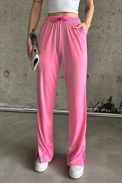 la & vetta Ψηλόμεσο παντελόνι Candy Pink Elastic Slit