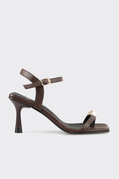 Elle Shoes Kahve Deri Kadın Sandalet