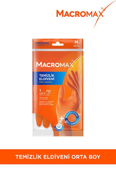 MACROMAX Medium Size Cleaning Gloves with Cotton Inner Surface and Anti-Slip Pattern