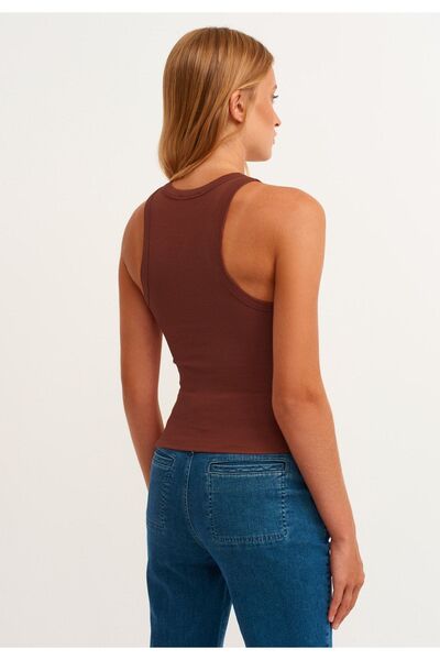 la & vetta Women's Tile Corded T-shirt Halter Neck Knitted Tank Top