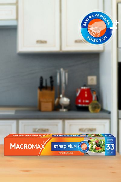 MACROMAX غلاف مطاطي 33 مترًا، خالي من مادة PVC، غلاف مطاطي بحجم قياسي يحافظ على الطعام طازجًا