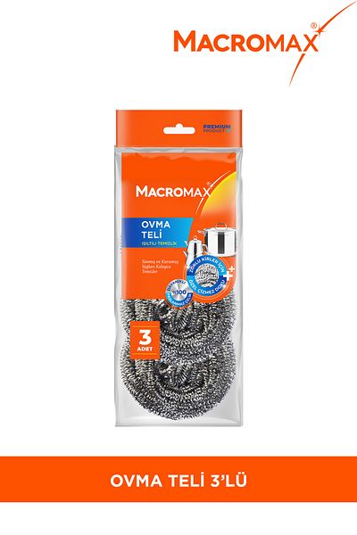 MACROMAX Stainless Steel Scrubbing Wire 3-Piece, Anti-Scratch Dishwashing Wire for Pots and Grills