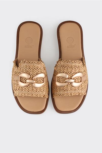 Elle Shoes Naturel Kadın Düz Terlik