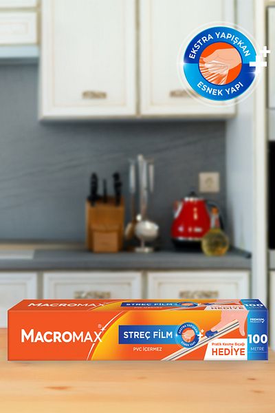 MACROMAX غلاف مطاطي 100 متر، سكين قطع عملي، حجم اقتصادي كبير، خالي من مادة PVC