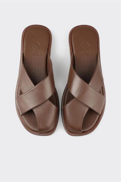 Elle Shoes Kahve Deri Kadın Terlik