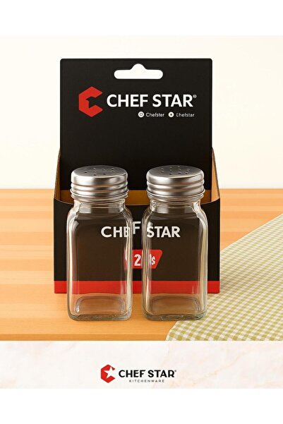 Chefstar مجموعة من 2 ملحية وفلفل زجاجية حديثة