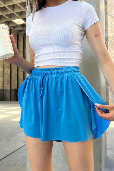 la & vetta Sky Blue Sports Shorts with Loose Cut Tights