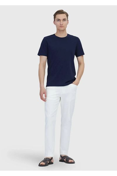 Ramsey Navy Round Neck 100% Cotton T-shirt