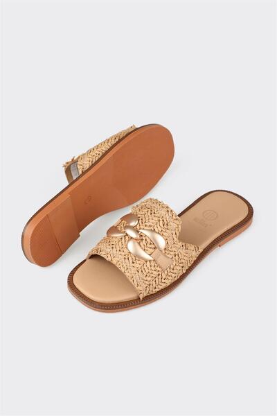 Elle Shoes Naturel Kadın Düz Terlik