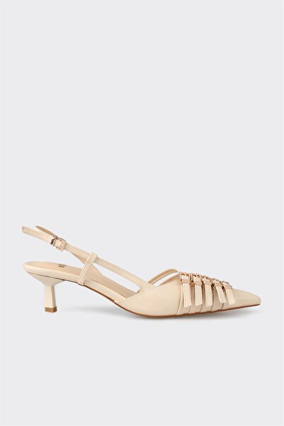 Elle Shoes Ekru Kadın Topuklu Ayakkabı