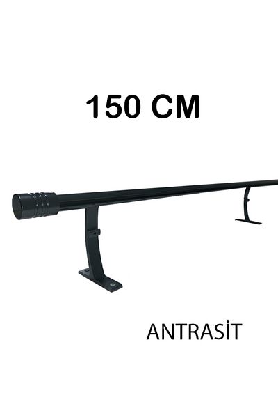 PERDE Mix 150 cm Anthracite 20 mm Corniced Decorative Aluminum Single Rail Rustic Curtain Hanger