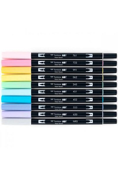 Tombow Abt Dual Brush Pen Graphic Pens Set of 10 - Pastel Colors