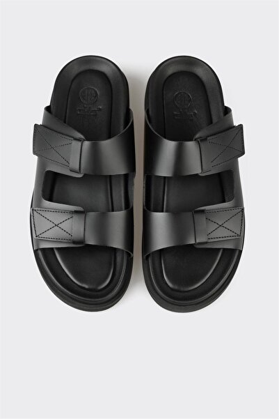 Elle Shoes Siyah Deri Erkek Terlik