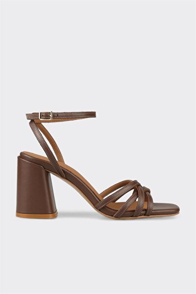 Elle Shoes Kahve Deri Kadın Sandalet